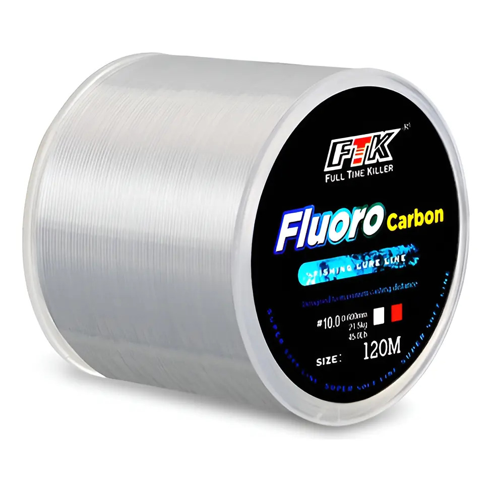 Linha Pesca Fluorcarbon Ftk 120m Transparente 0.35mm - 0.50m
