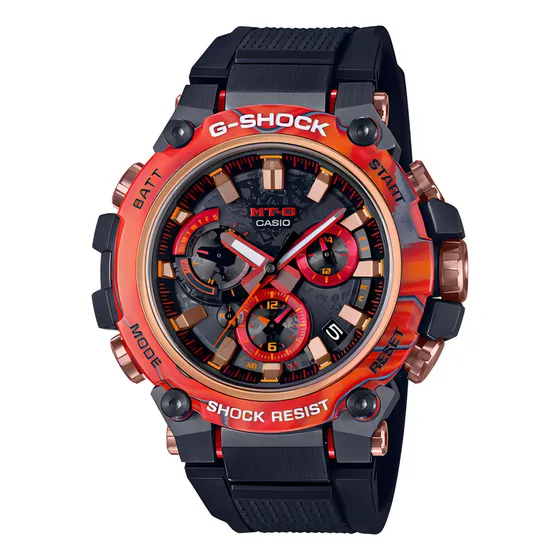 Pulseira de relógio masculina Casio MTG-B3000FR-1ADR G-Shock Cor da moldura preta Cor de fundo preta