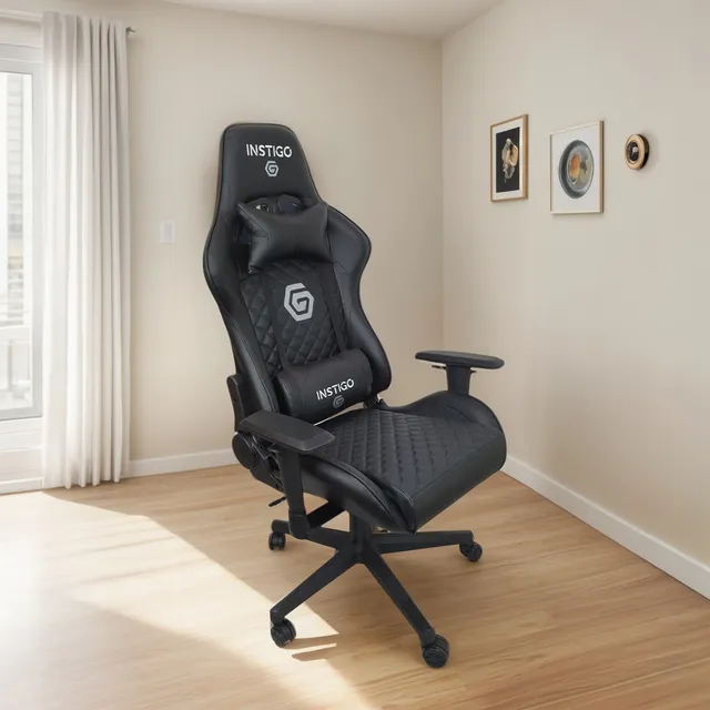 Silla Gamer Ergonómica Reclinable 180° Instigo Gaming Ig626 Color Negro con Negro