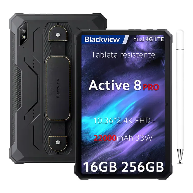 Tablet Blackview Active 8pro Negro 8 gb Ram 256 gb Rom 10.36pulgadas Dual SIM Android 13 NFC OTG Auriculares 3.5 mm Tableta
