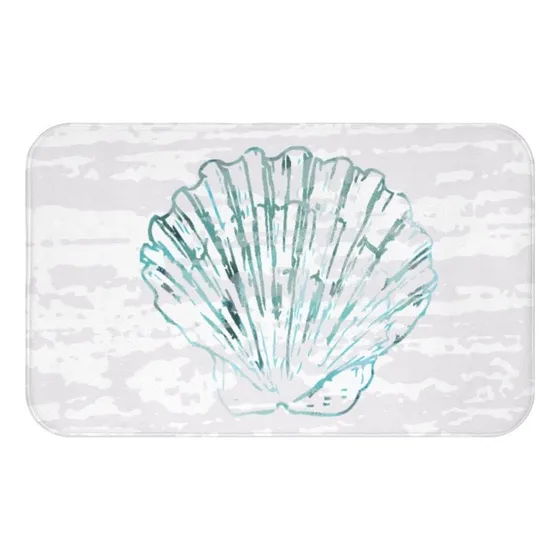 Tapete Baño Aqua Seashell Para Resort Playa Juego Concha