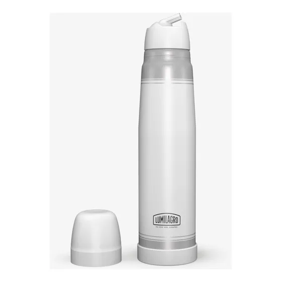 Termo Lumilagro Luminox blanco de acero inoxidable 1L