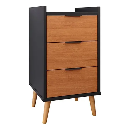 Mesa Cabeceira Pés Palito Toni 3 Gavetas - Lojas Gb