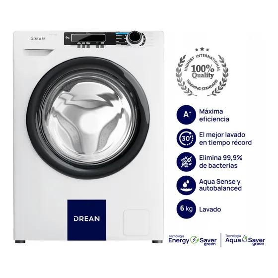 Lavarropas Carga Frontal 6 Kg Blanco Drean Lfdr0606lb0
