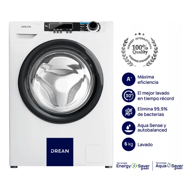 Lavarropas Carga Frontal 6 Kg Blanco Drean Lfdr0606lb0