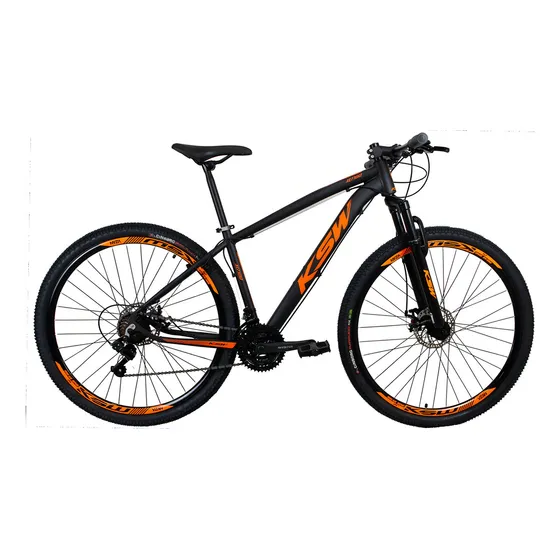Bicicleta Aro 29 Ksw Xlt Câmbios Shimano 21v Disco Cubo Role Cor Preto/laranja Tamanho Do Quadro 17
