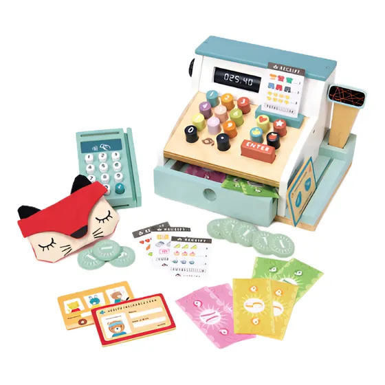 Juego Caja Registradora Madera Tender Leaf Tl8260