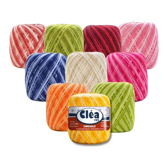 Kit 10 Unid. Fio Linha Clea 125  Cores Mescladas Bico Crochê
