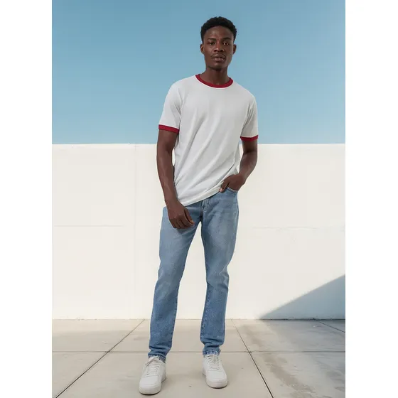 Calça Slim Em Jeans Claro