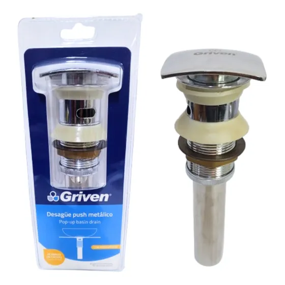 Desague De Lavamanos Botón Push Up Acero Inoxidable. Griven