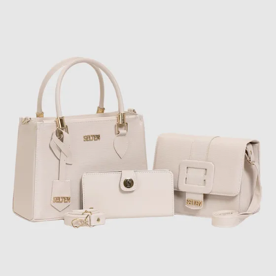 Bolsas Feminina Com Carteira Queima De Estoque Liquidação Cor Creme