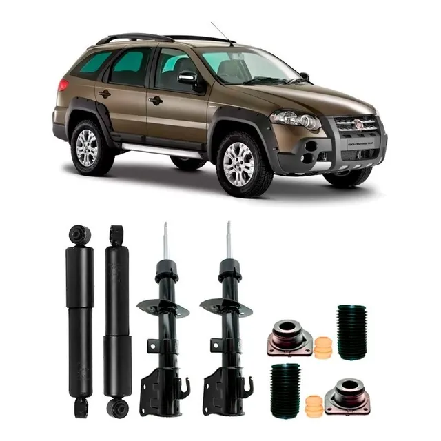 4 Amortecedor+kit Suspensão Palio Adventure Locker 2009 2010