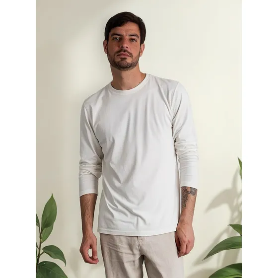 Polo 100% Algodón Pima Cuello Redondo Manga Larga