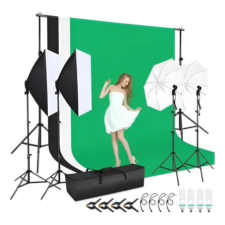 Studio Fotografico Completo Kit Fundo De Iluminacao Softbox