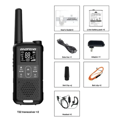 Baofeng 2 Radios Pofung T22 Walkie-talkie Portátil Color Negro