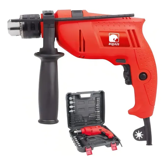 Taladro Eléctrico Percutor 500w Con Maletín Y Accesorios-smf Color Rojo