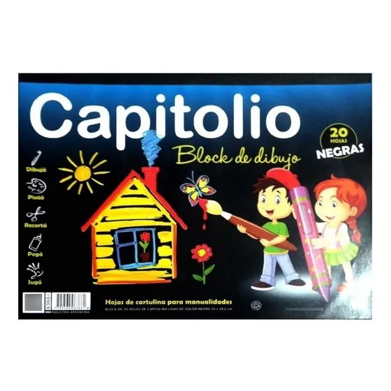 Block De Dibujo N°5 Capitolio Negro 20 Hojas 6366 Rchozas
