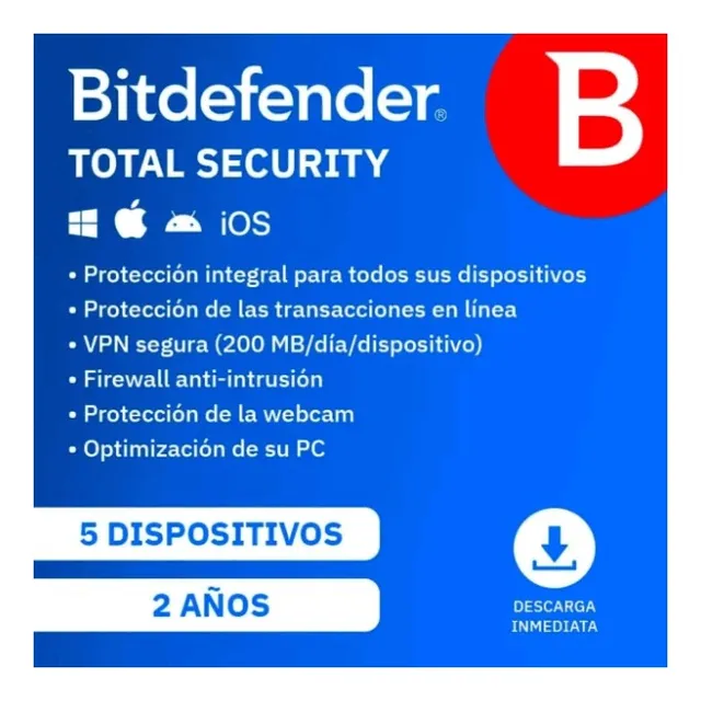 Bitdefender® Total Security 5 Dispositivos 2 Años