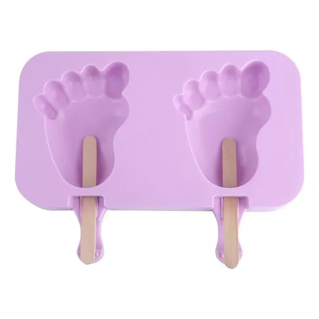 Molde Helado Silicona Pie Huella De Bebé + 50 Palitos Madera