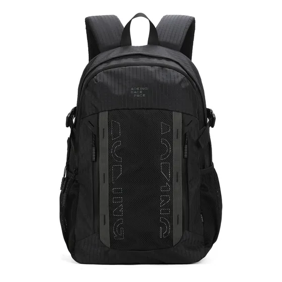 Mochila Estudiante Liceal Escolar Adulto Aoking Xn3377 Color Negro Diseño de la tela Lisa
