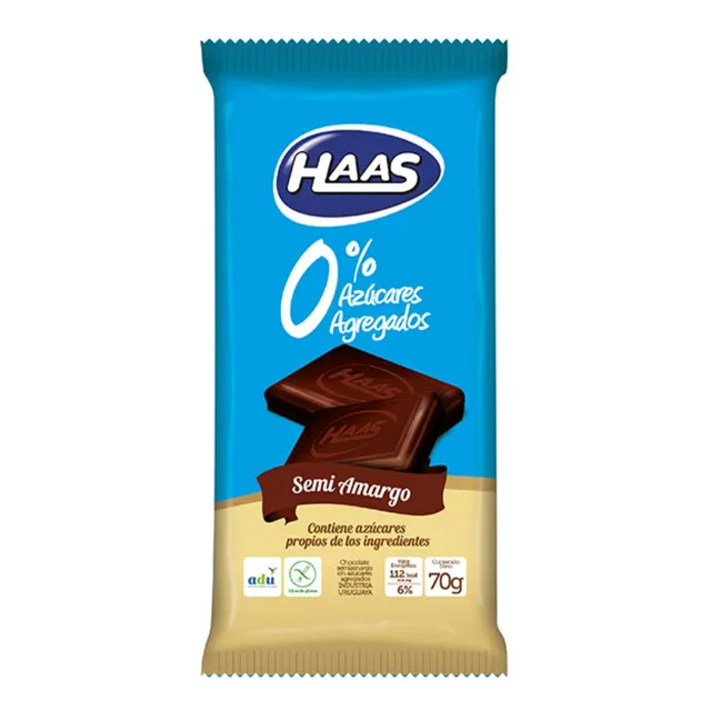 Tableta De Chocolate Semi Amargo Haas 0% Azúcar 70 G