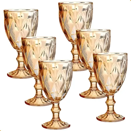 Taças Ms Variedades E Utilidades Taça metalizada Diamante vintage de 340mL cor âmbar6 unidades