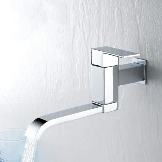 Grifo Monomando Cromado Para Baño Pared Caño Giratorio Largo