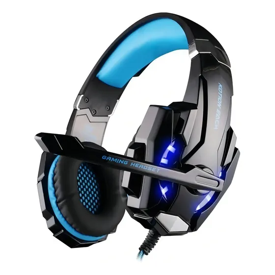 Auriculares gamer Kotion Each G9000 black y blue con luz LED | Cuotas sin interés
