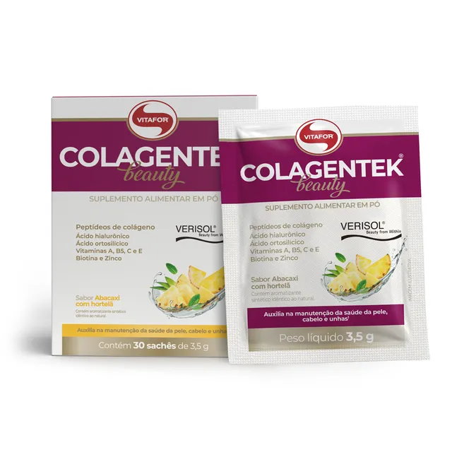 Colagentek Beauty  30 Sachês 3,5g Abacaxi Com Hortelã  Vitaf