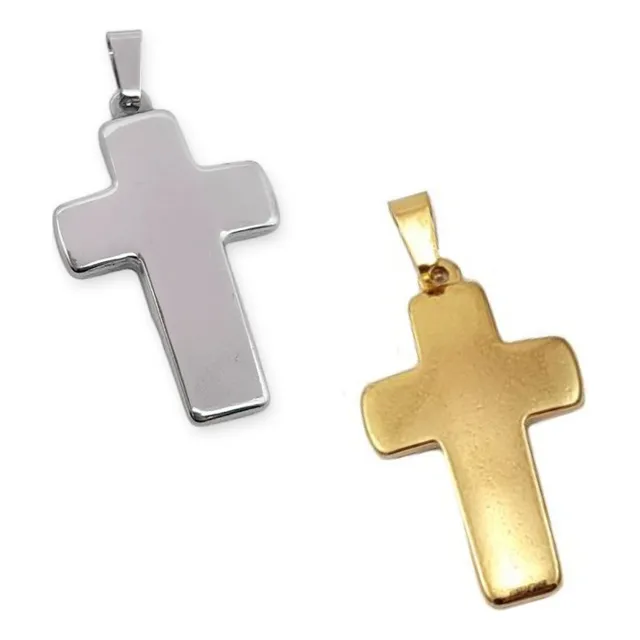 Dije Cruz Bombé Religioso Acero Quirúrgico Plateado O Dorado