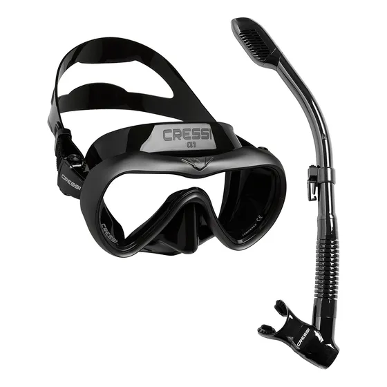 Kit De Mergulho Máscara+respirador Cressi A1 + Supernova Dry Cor Preto