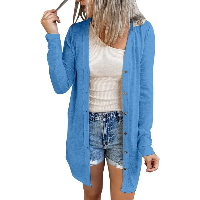 Cardigan Fino Para Mujer Ligero Manga Larga Transpirable