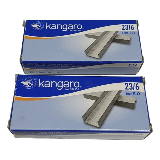 Pack 2 Cajas Corchetes 23/6 Kangaro 1000u Compatible Skrebba