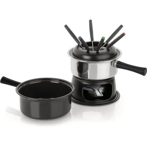 Conjunto Fondue Preto 2 Panelas Uma Esmaltada Para Doce