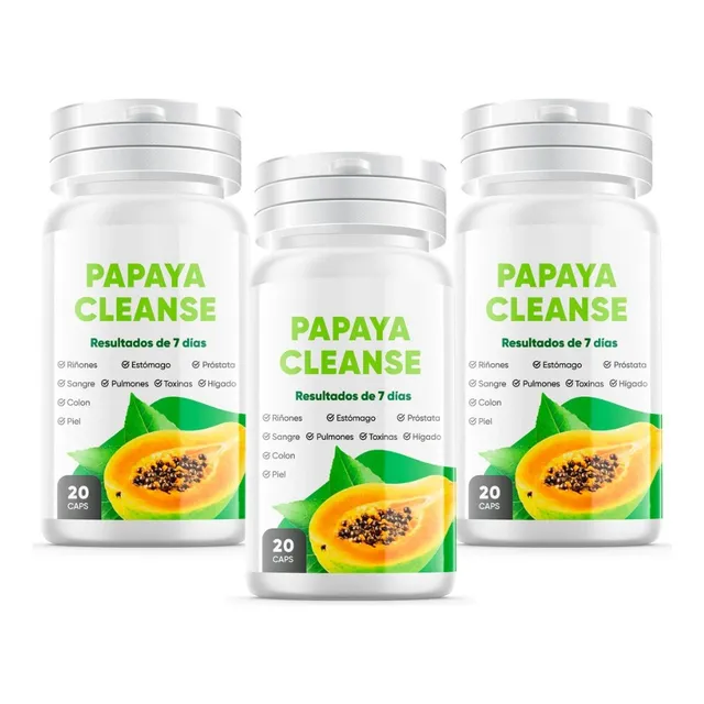 Papaya Cleanse 20 Capsulas X 03 Frascos - Envio Gratis