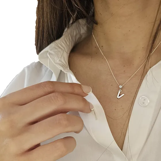 Cadena Dije Inicial Plata 925 Letras Mujer