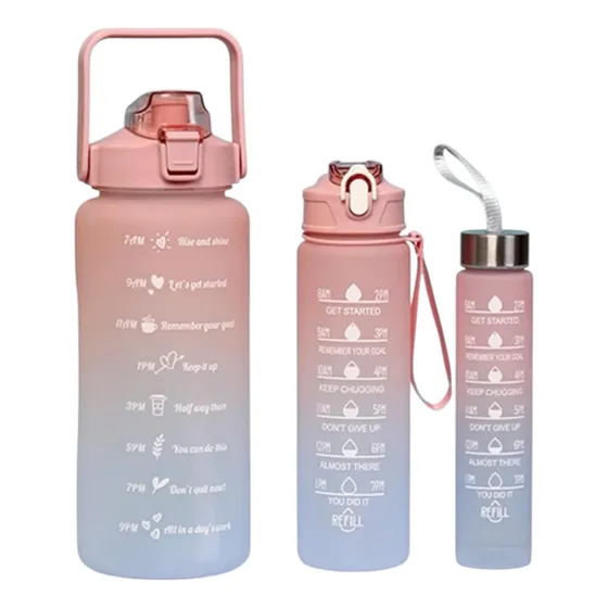Botella De Agua Motivacional Set X3 Botellas Agua Termo 2l