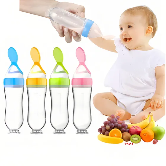 4 Pcs Biberón Cuchara Para Papilla Bebe Aprende A Comer