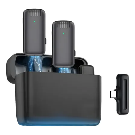 2 Micrófonos Lavalier Estuche Recargable Usb-c Celular Pc