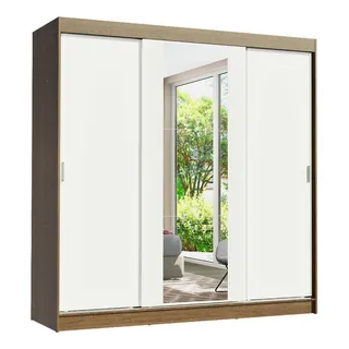 Guarda-roupa Casal Madesa Reno 3 Portas Correr Com Espelho R Cor Rustic/branco Guarda-roupa Casal Madesa Reno 3 Portas Correr Com Espelho R Cor Rustic/branco