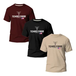 Country Kit 3 Camisas Texasfarm Masculina 100% Algodão