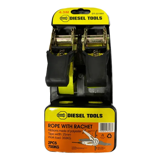 Cincha De Amarre Ratchet Set 2 Pcs Carga 4.5m 700kg Cinta