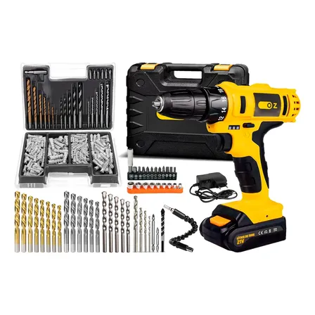 Parafusadeira Furadeira De Impacto 21v Pb6500k Oz Com Kit Brocas E Buchas 300 Peças The Black Tools