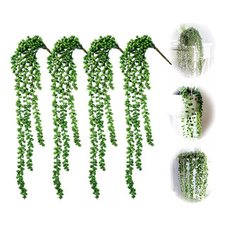 4pzs Plantas Artificiales Suculentas Colgantes Cadena Perlas 4pzs Plantas Artificiales Suculentas Colgantes Cadena Perlas