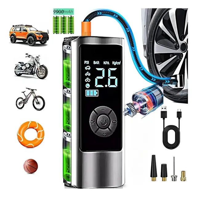 Compresor Aire Portátil Manzanoshop Zxcqb4000 150psi Recargable Usb,compresor Aire Eléctrica Inalámbrico 150psi, Bomba... Negro