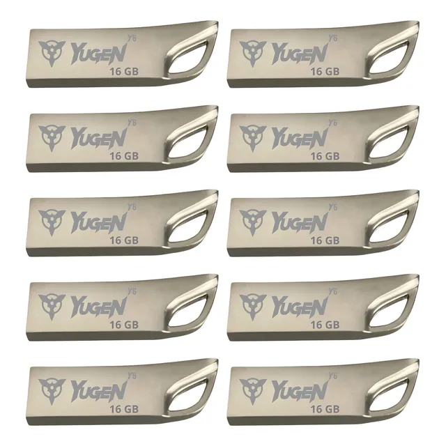 Kit 20 Memorias Usb 16gb Yugen Y6 Metálica Granel Musica Color Plateado