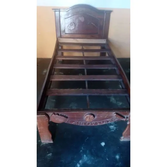 Cama Individual Madera Magdaleno Figuras Beisbol Para Niños