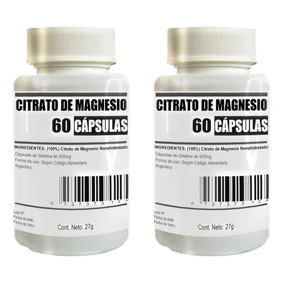 Suplemento Citrato De Magnesio Breaking Lab 60 Capsulas Pack X2