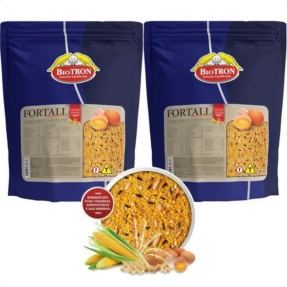 Kit 2 Fortall 1kg - Farinhada De Ovo Seca Para Pássaros