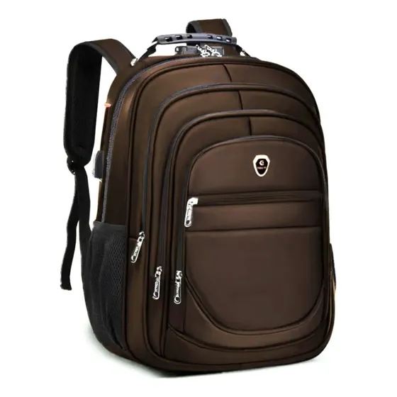 Mochila Escolar Executiva Masculina Feminina Com Cabo Usb Cor Marrom Desenho do tecido Liso